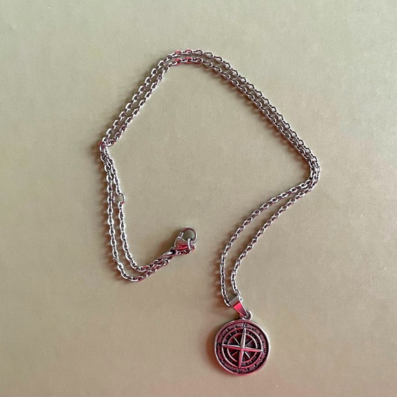 Stainless Steel Compas Charm and Chain - Picture 2 of 5